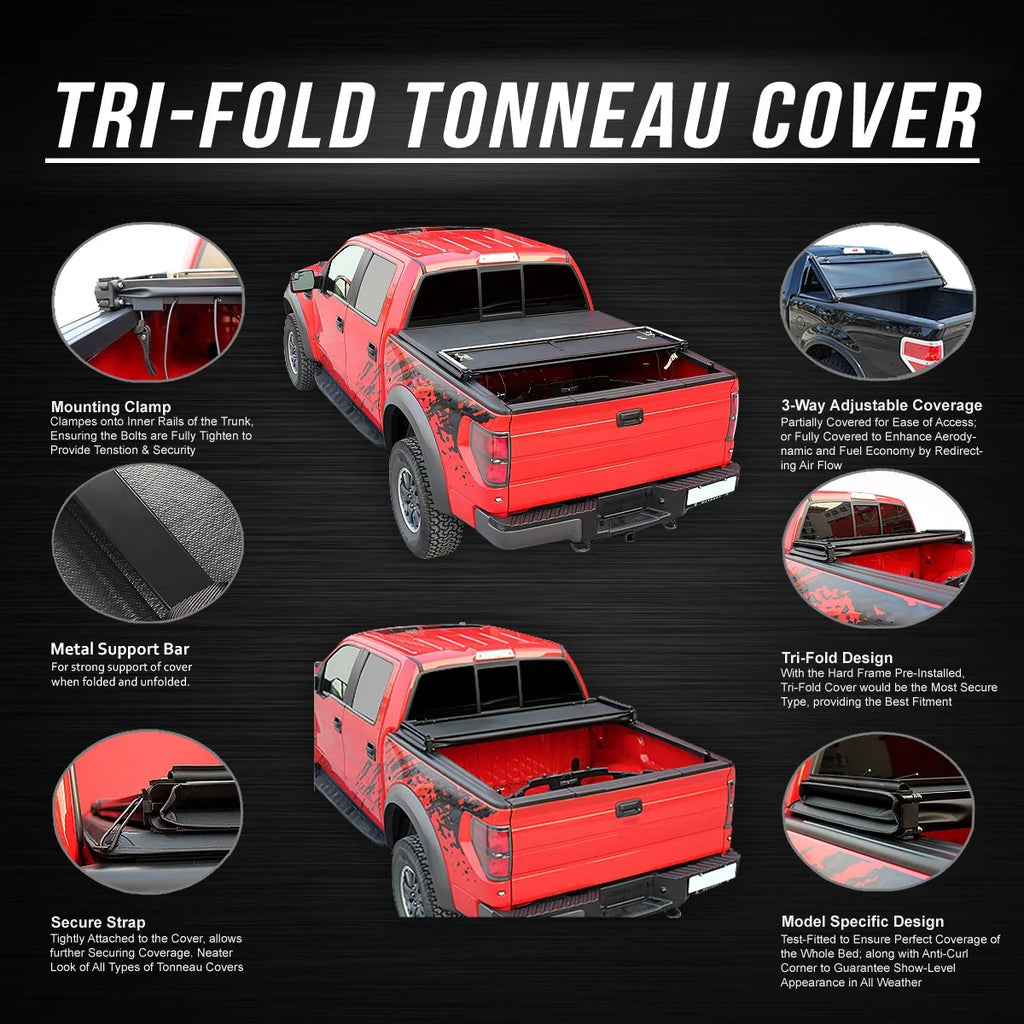 For TTC-TRISOFT-045 Nissan Trunk Tonneau Soft Frontier -Fold Cover Bed 5' Top 2021 Adjustable to 2005 DNA Tri Motoring Fleetside