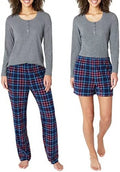 Pajama 3-Piece Large) Eddie Set Waffle Knit Women's Bauer (Gray,