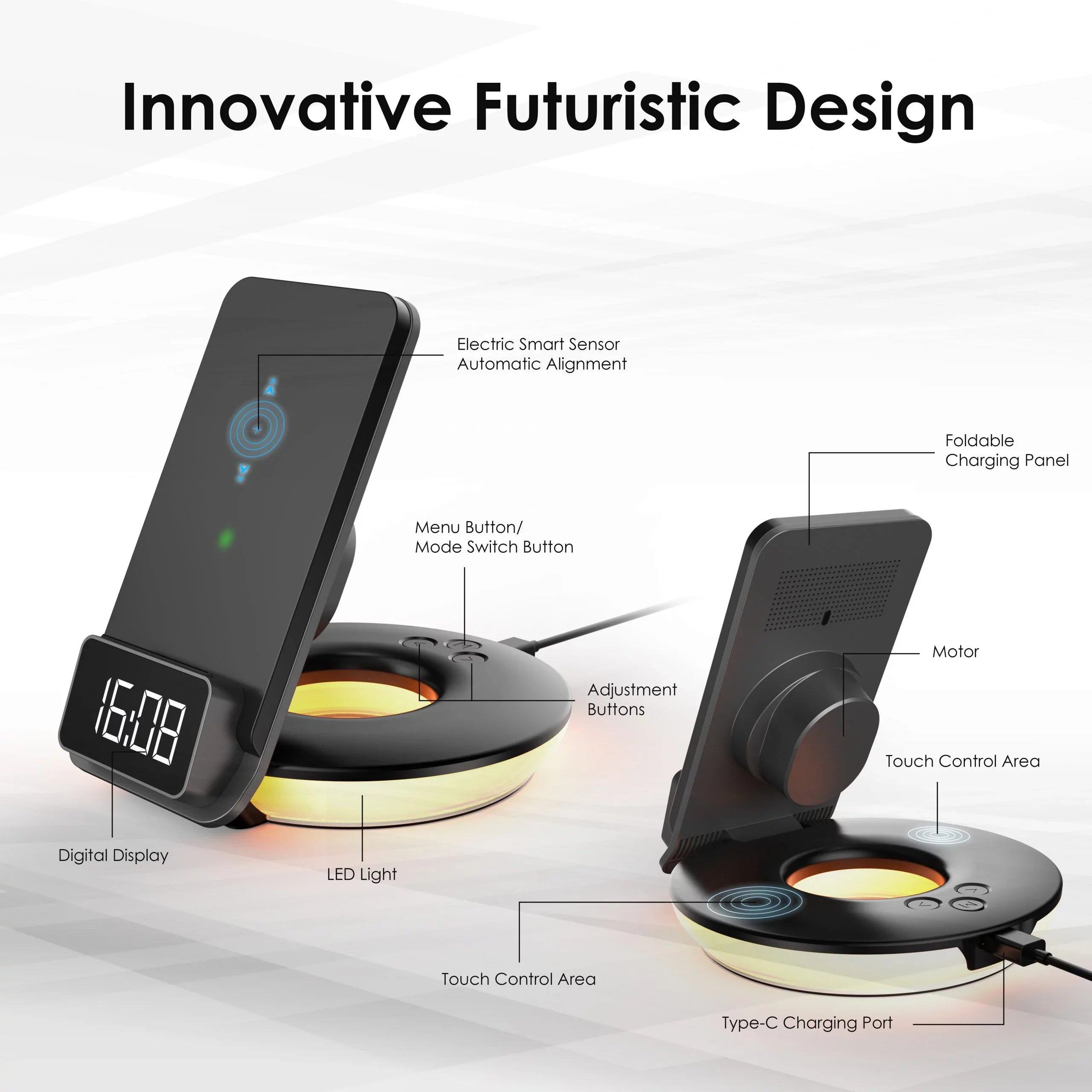 Wireless 3-in-1 Lamps Black Rexing Control, Station, - Charging RS7 Touch Table-Desk