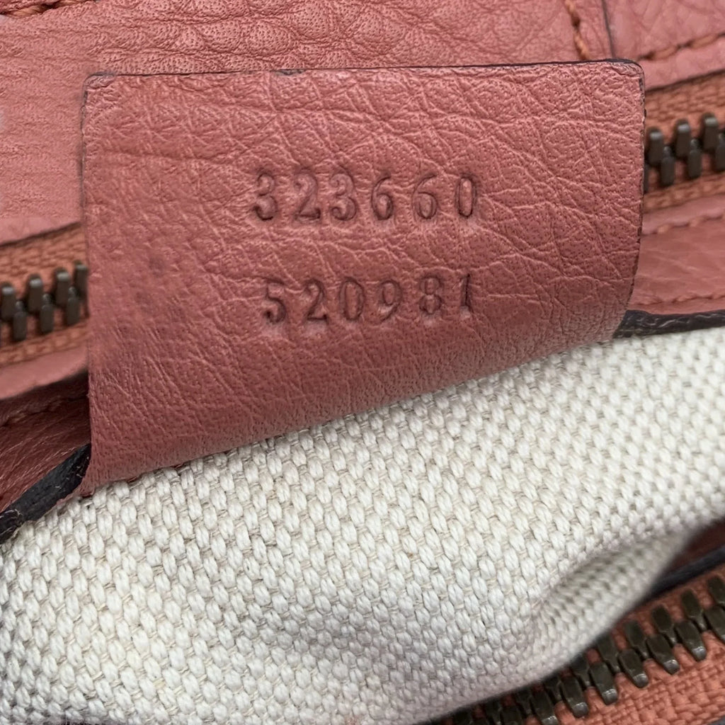 (Fair) Pink Calf Authenticated Unisex Bamboo Leather Gucci Pre-Owned Satchel Shopper