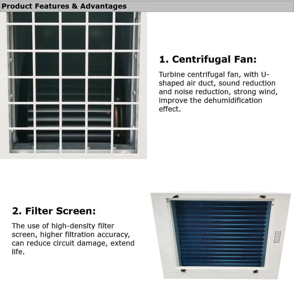 338Pint/D Planting Greenhouses Ceiling-Type Dehumidifier Basement Warehouse Household Commercial