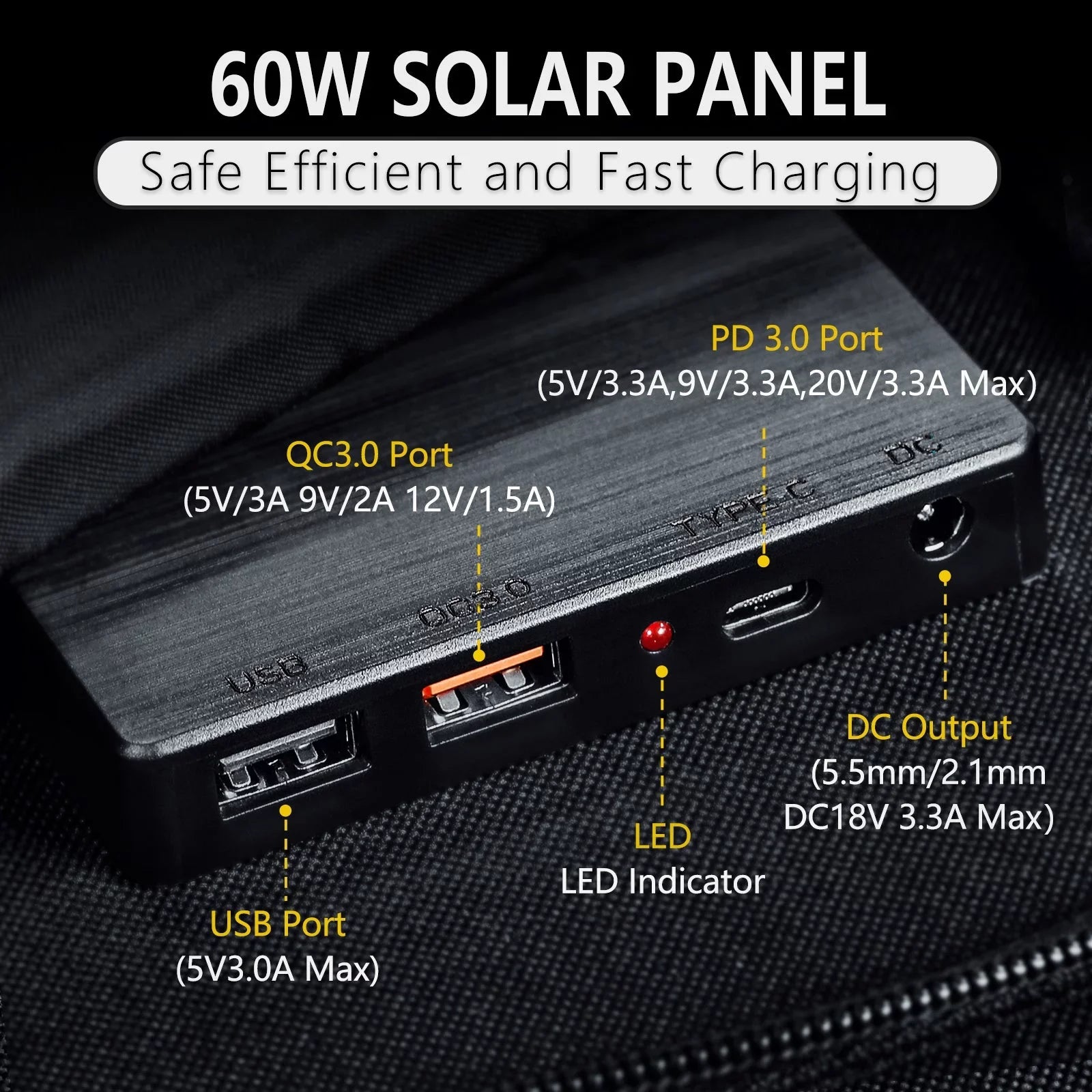 Solar 60W Generator with Portable Foldable Panel Utility 300W Kit Station Power ROCKSOLAR