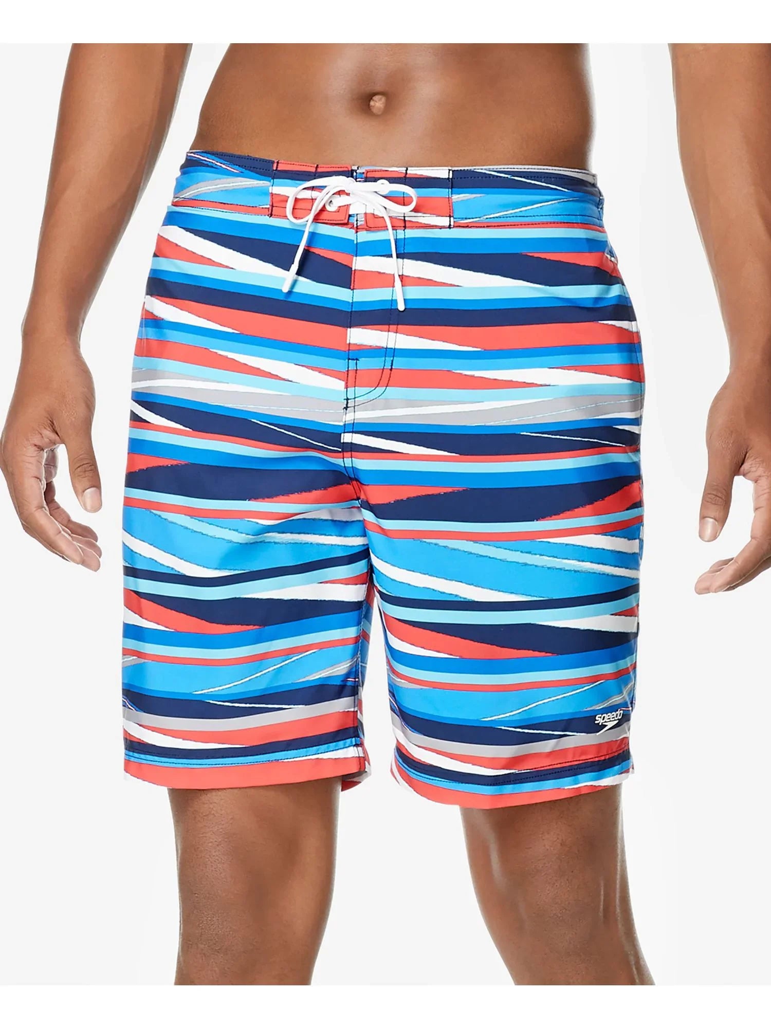 Blue S Stretch Drawstring Performance Bondi Striped Stripe Shorts Lane SPEEDO Mens