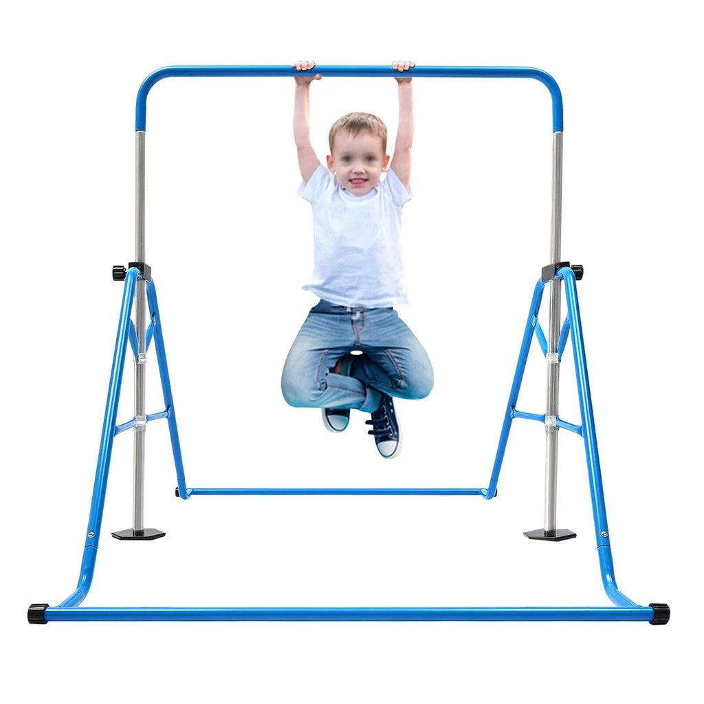 Junior Gym Max Horizontal Training For Adjustable Kids ZhdnBhnos Load Gymnastics Bar Blue Folding Home 100kg/220.5lbs Bar
