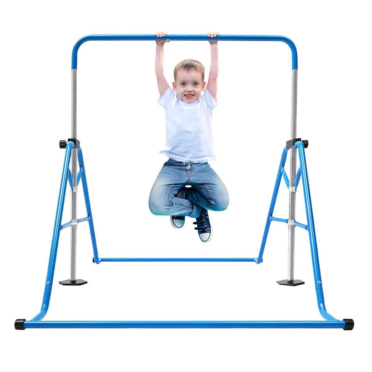 Junior Gym Max Horizontal Training For Adjustable Kids ZhdnBhnos Load Gymnastics Bar Blue Folding Home 100kg/220.5lbs Bar