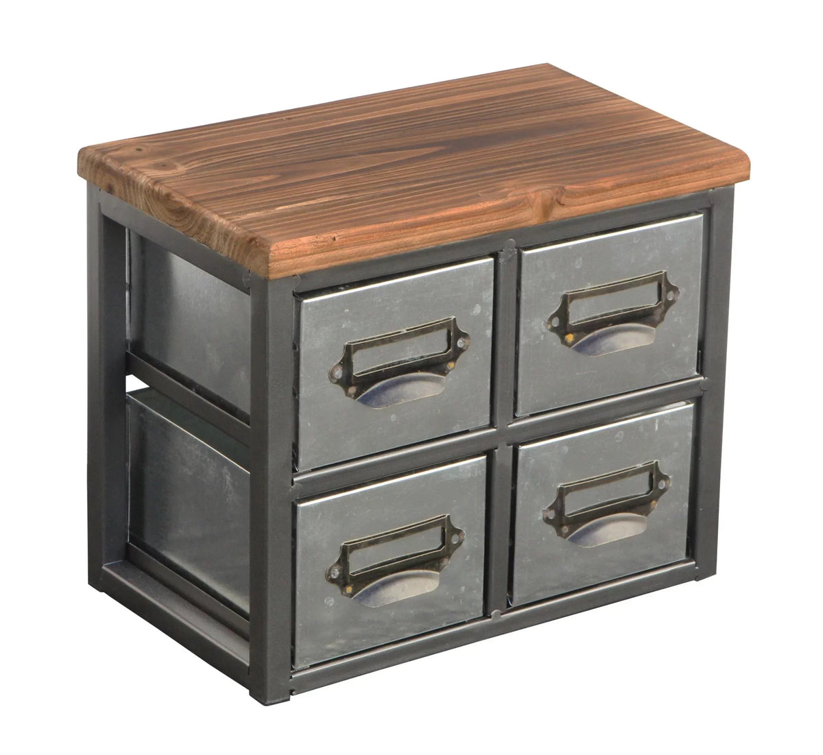 Drawer & 4 - Short Label 4627 Organizer Vertical Top Metal with Cheungs Wood Scoop Handle Frame Galvanized