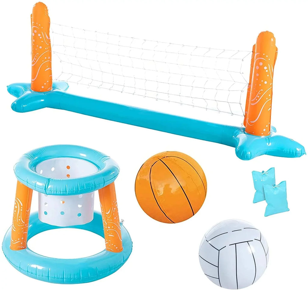 Summer Hoop Toys Pool Kids Pool Junipel Set Adults Swimming Net Water Floating, and Toys, Floaties & Basketball Volleyball Teens Light Blue for | Game