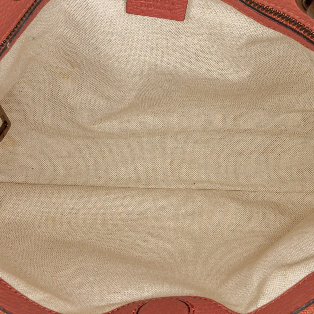 (Fair) Pink Calf Authenticated Unisex Bamboo Leather Gucci Pre-Owned Satchel Shopper