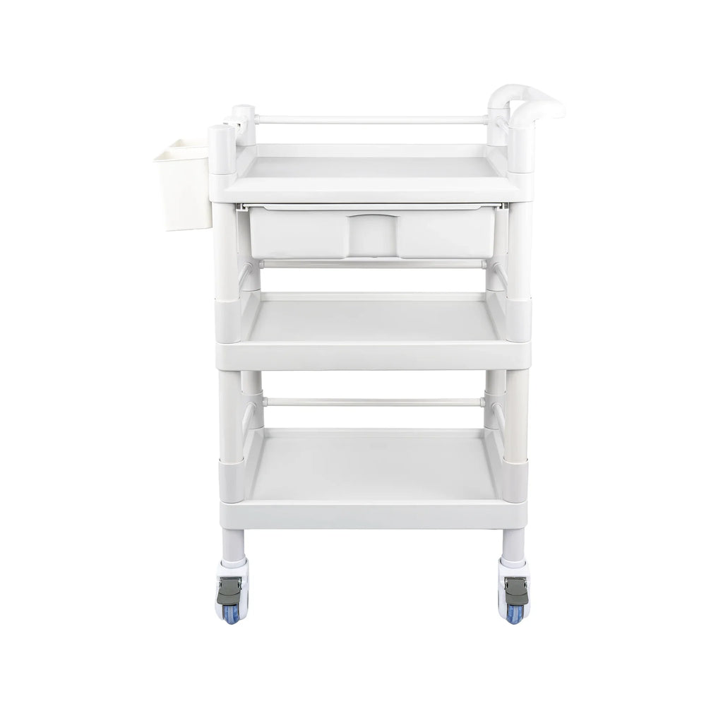 Tier Dirt Wheels 500 Hospital Trolley 3 Heavy for Cart Rolling Medical Dental 360°Rotate with Lbs Buckets Salon Spacious Medical Clinic Cart Duty Trolley Drawers Beauty Mobile Utility