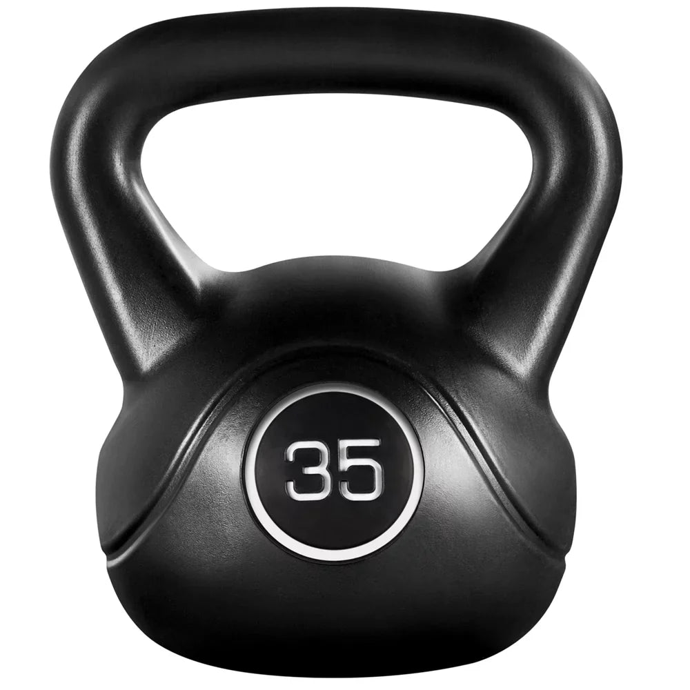 Home, Lbs. Coated HDPE Black 35 Workout, Easyfashion for Fitness and Kettlebells Gym
