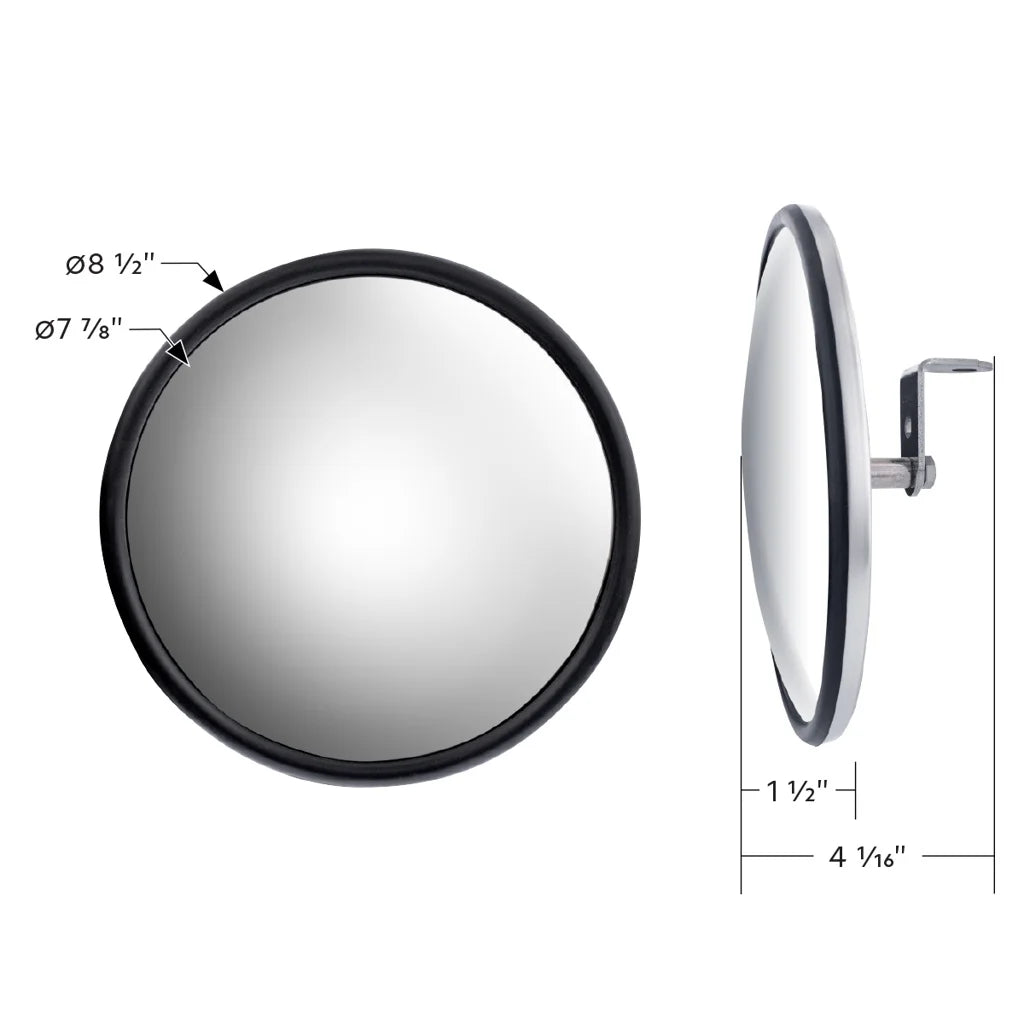 Center (1) Round Semi / 8.5" Steel Housing Stainless Convex Stud / Mirrors Truck
