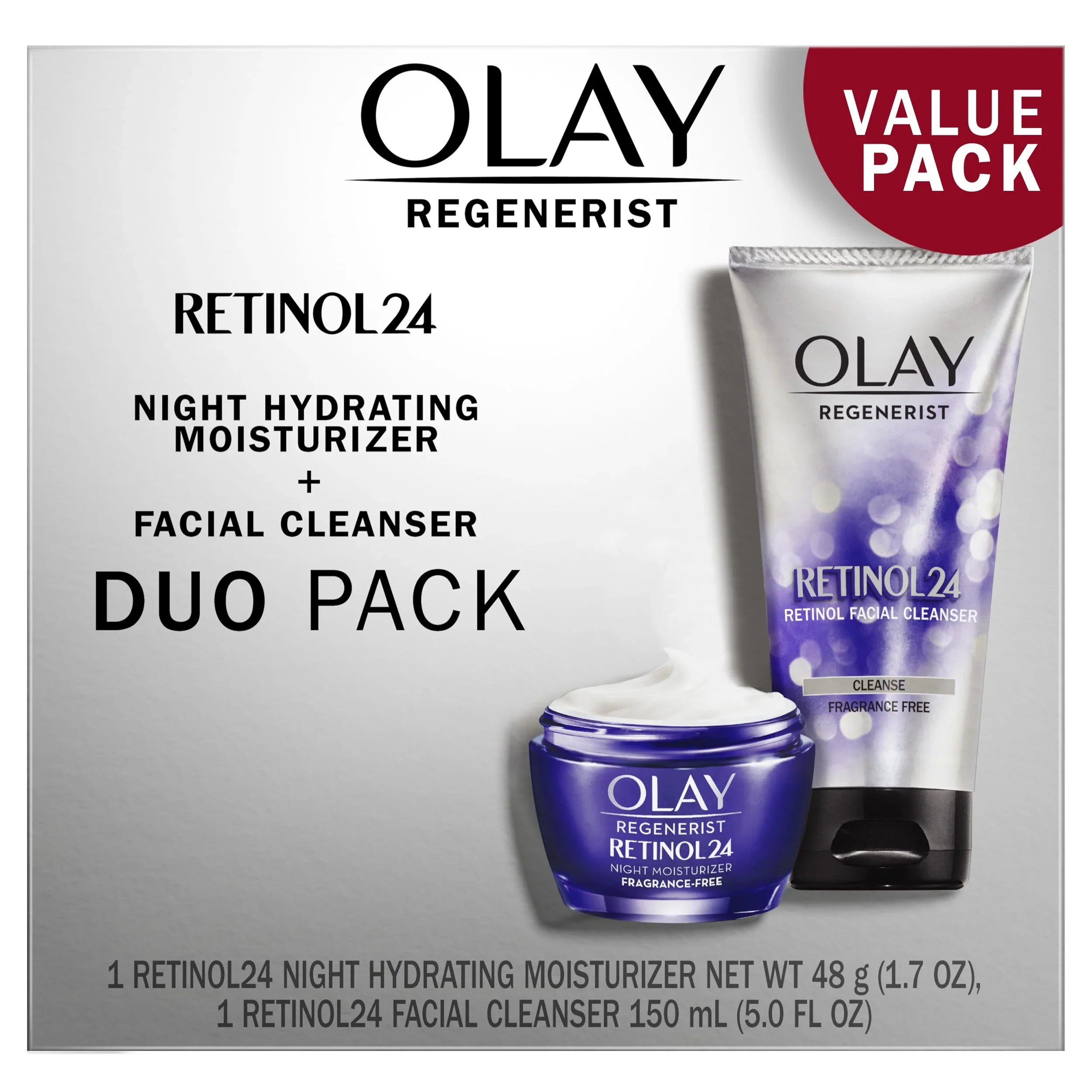 pack Moisturizer Retinol Duo oz, of Cleanser 24 5.0 Olay 1.7 Pack, fl 2 oz,