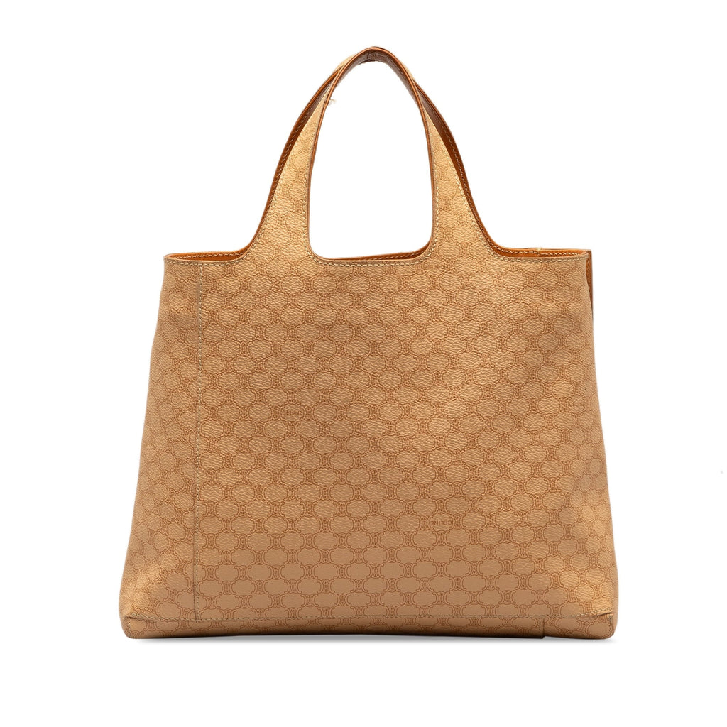 Bag Macadam Authenticated Celine Coated Pre-Owned Tote Canvas (Good) Brown Unisex Fabric