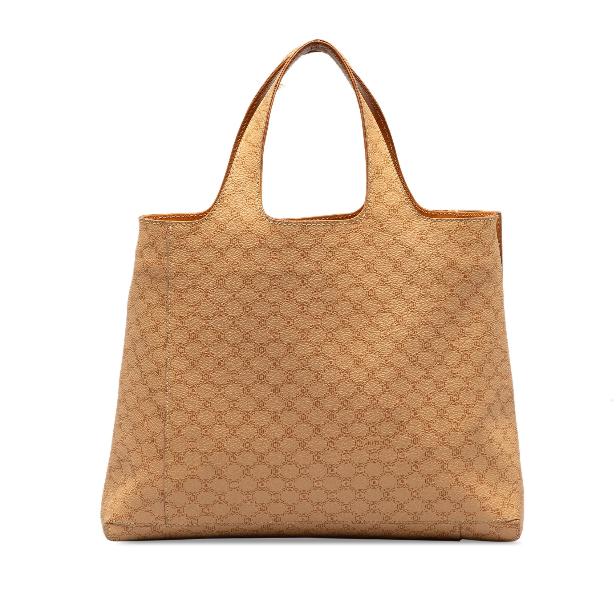 Bag Macadam Authenticated Celine Coated Pre-Owned Tote Canvas (Good) Brown Unisex Fabric