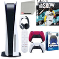 with Microfiber 5 MLB Cloth Remote, Media Playstation Cleaning (Sony Cosmic Extra 21, PS5 Controller, Starter Disc Kit Accessory Bundle and Headset, Version Disc) Red Sony Show The