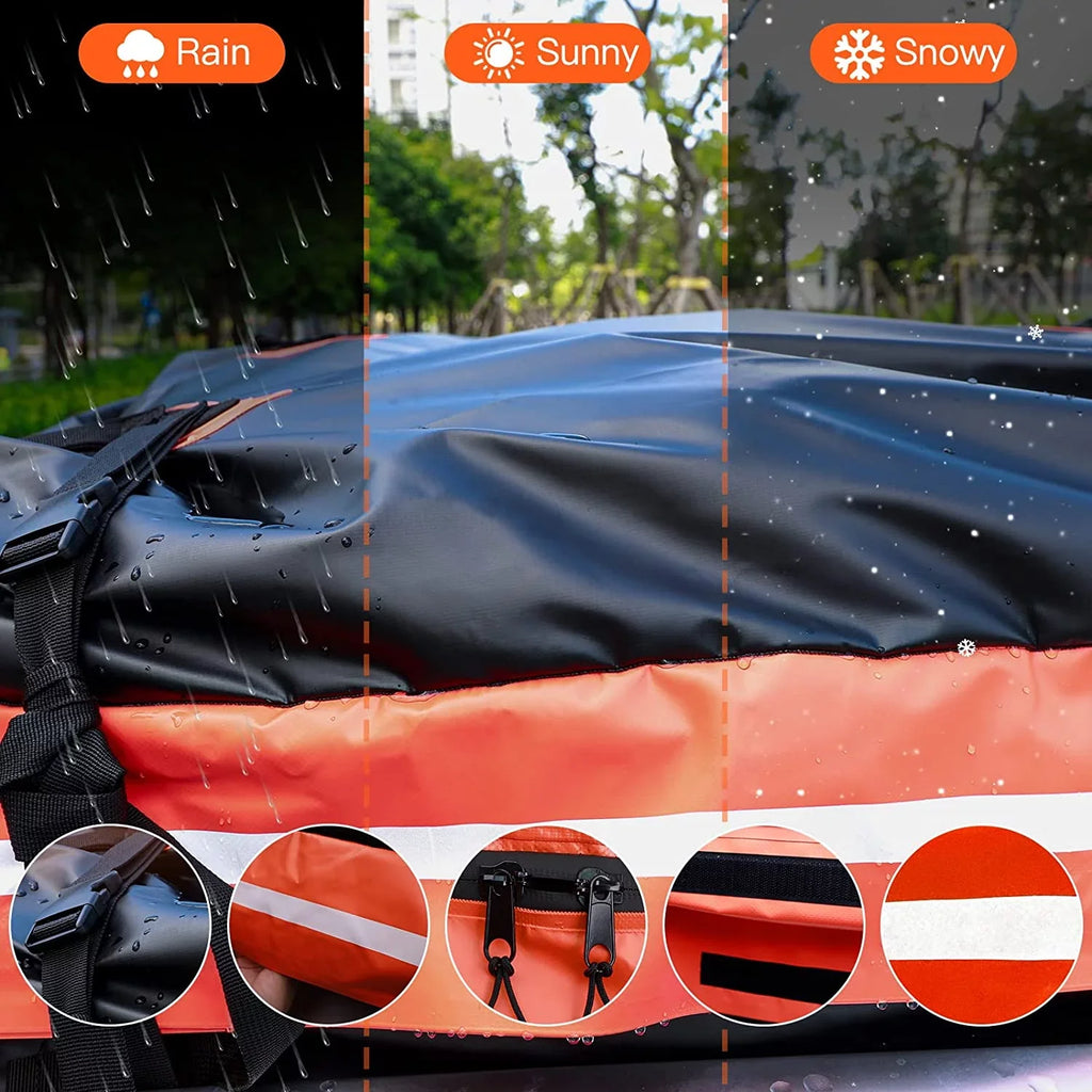 Cargo Hooks, Cars Straps, Top Carrier Car 15Cu. Rack, Bag 6 for Bag Reinforced Door for Includes with/Without Rooftop Anti-Slip Tearproof, All Car,SUV 8 & Storage Mat, ft Cyfie Waterproof