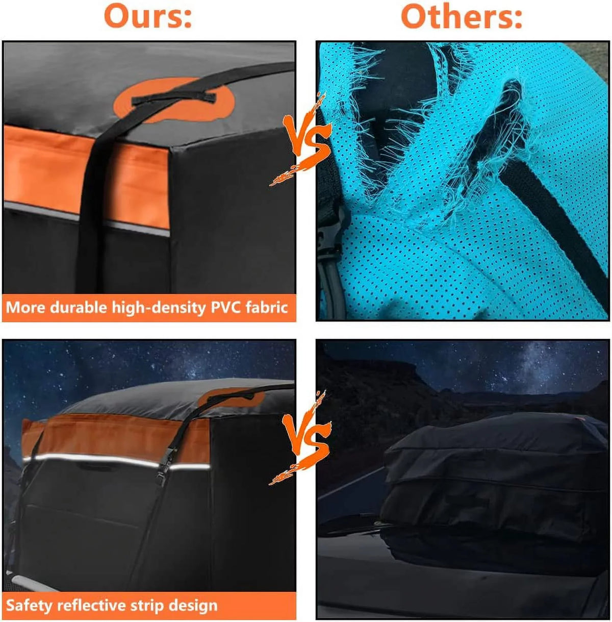 LUCKUP Buckles, Compatible Car Box, Roof Bag,18.5 Heavy Mat, Duty Rooftop All for and Car & Rack (Black Ft Orange) Wide Straps Anti-Slip &Durable Models Waterproof with Cubic Cargo Carrier