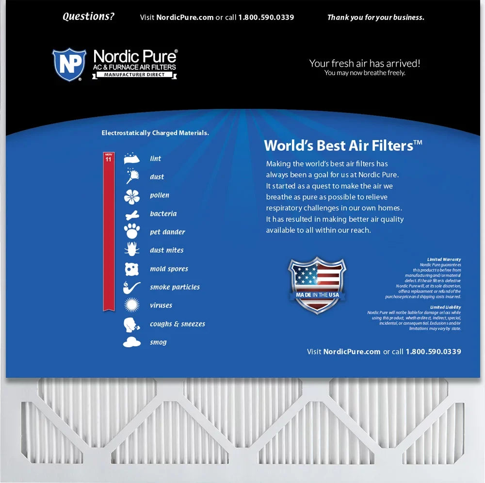 Pack MERV AC Filters Tru Air 11 Mini 12 Nordic 16x16x1 Pure Pleat Furnace