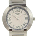 Dial Analog Men's Made Display Hermes Swiss Silver Nomad (Fair) Quartz NO1.710 Stainless White Pre-Owned Steel Watch