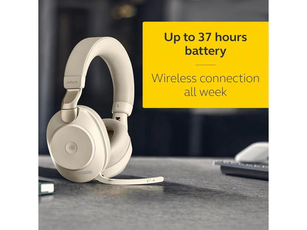 MS Music USB-C - Evolve2 Teams / Beige Jabra Headset Wireless Headphones - 85 Stereo
