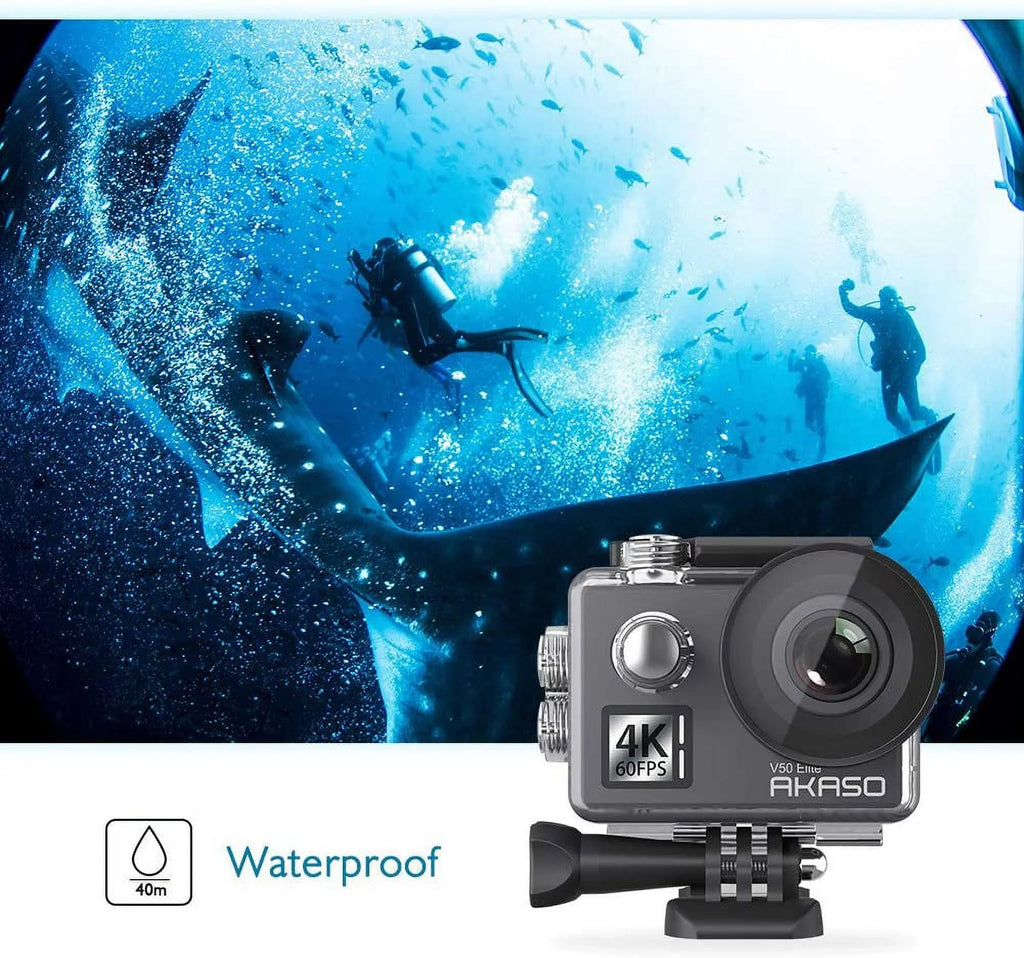 Action 131ft 2.0 EIS V50 Camera, Helmet with Touch Screen Elite Camera and 60fps Accessories Zoom AKASO Underwater Sports Camera 4K 8X