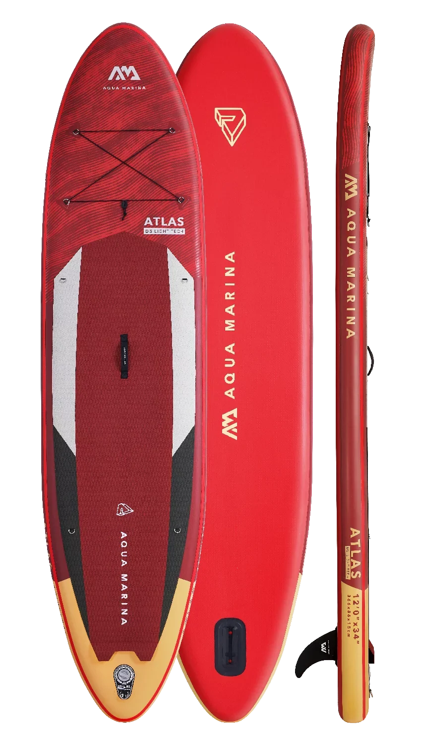 ATLAS - Fin, Paddle 12'0" Pump Aqua Up Harness Bag, Paddle, SUP Package, Stand - Safety & Carry Inflatable Board including Marina