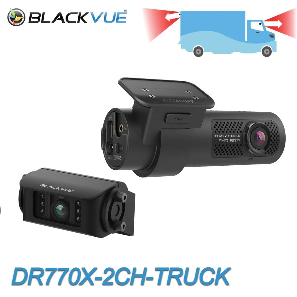 GPS & Cloud-Ready | WiFi DR770X-2CH-TRUCK + Card With Waterproof BlackVue 60FPS 64GB Dash Cam Exterior 1080p Front