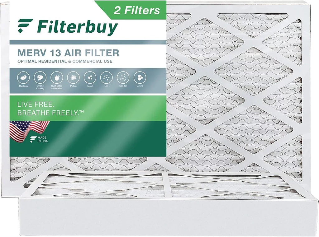 Filterbuy (2-Pack) MERV Filters 13 Pleated HVAC AC Furnace Air 10x25x4