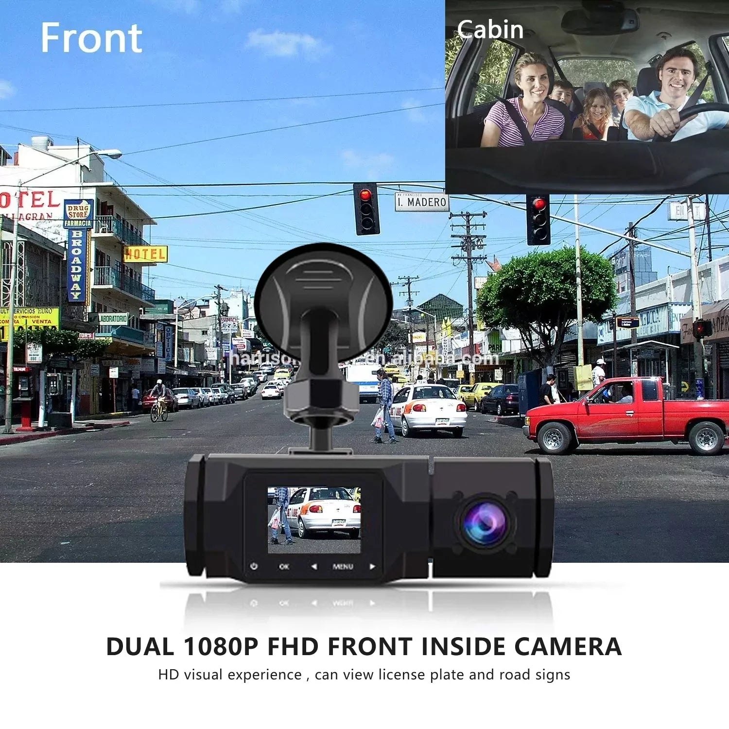 Cam Cam Driving WiFi with and Speed Dash and Mode, Dash Dash Camera FIEWESEY Inside, Dual Parking Recorder GPS 1080P Loop Recording Front