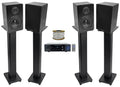 Bookshelf 150 Speakers+Stands Bluetooth+(4) Amplifier Rockville w/ BLUAMP 6.5"