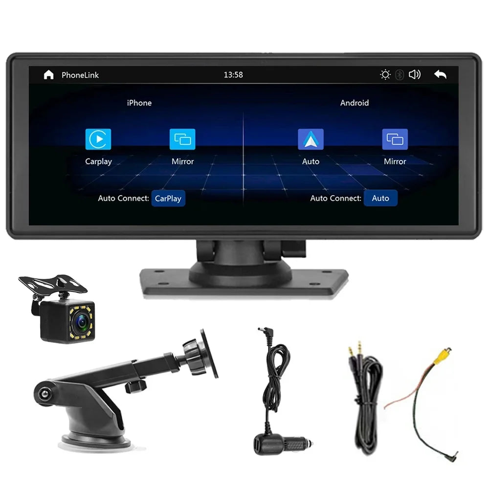 Bluetooth Inch Carplay&Android Auto with Camera TF Car Screen with Unit Stereo Wireless 9.3 Stereo,Newest Portable FM Player Transmitter,AUX, Touch Bluetooth/FM Navigation Car Synchronization/Rear