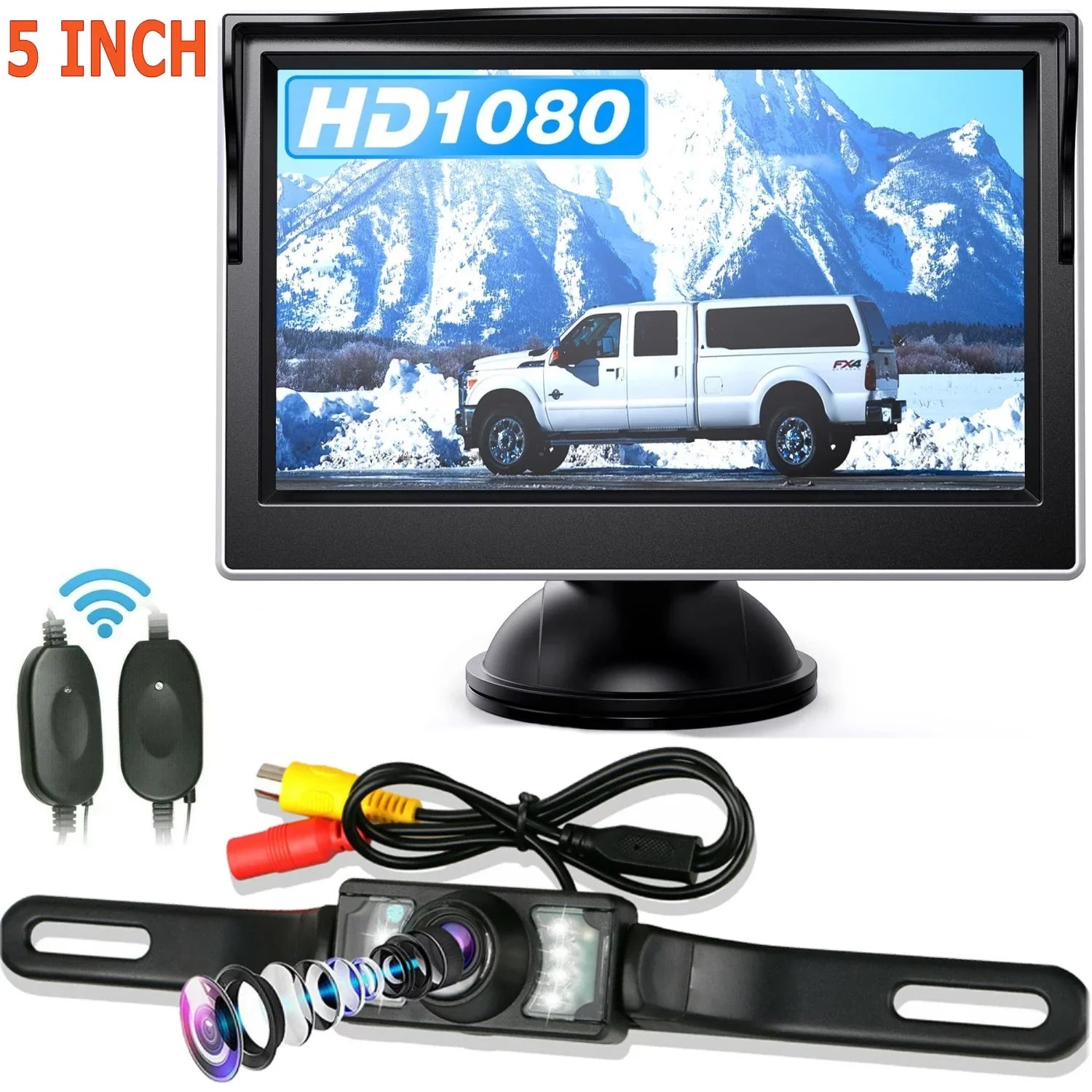 View Backup System Reverse Kit Monitor Camera for with 5'' Wireless System Rear Car/Truck/Van/Pickup/Camper