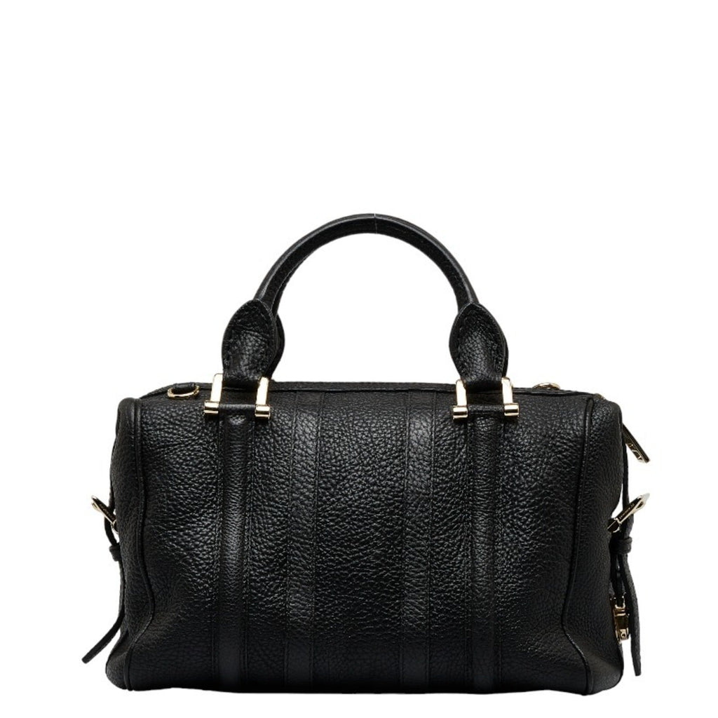 (Good) Burberry Women's Leather Calf Pre-Owned Bag BURBERRY Handbag Grain Side Belt Metal Shoulder Black