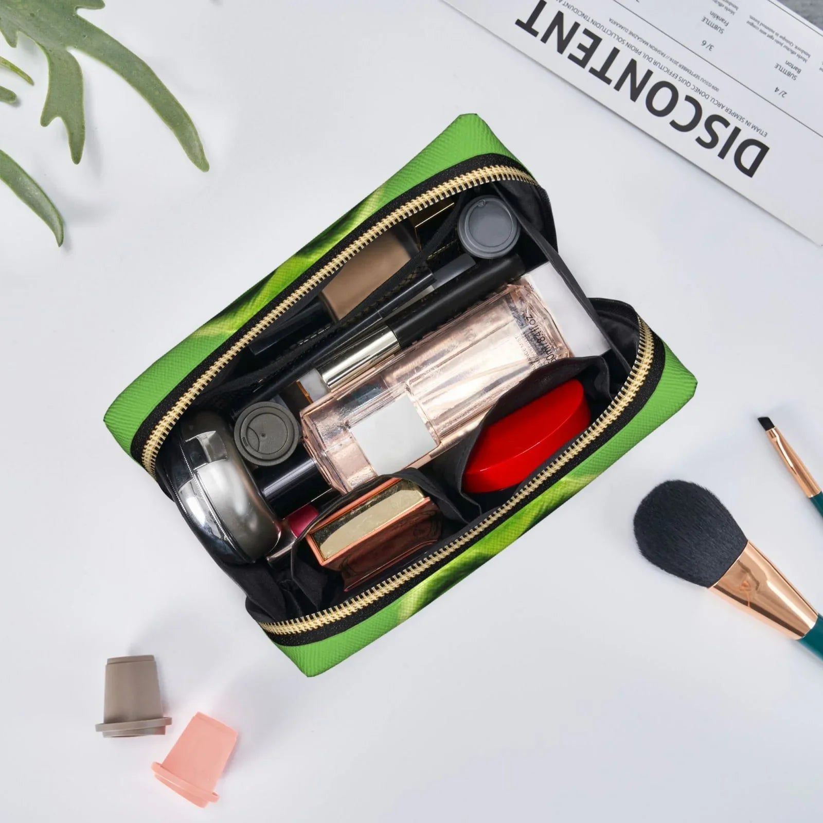 Green Bag Travel Cosmetic Organizer Portable Grinch Leather Makeup Purse Pouch Gift Bag Toiletry Storage