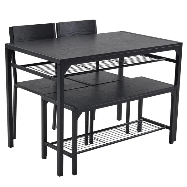ALFRESCO for Includes Black 4 Small Chairs, Dining Bench, 4-Piece 2 1 Ideal - Table Set for Spaces
