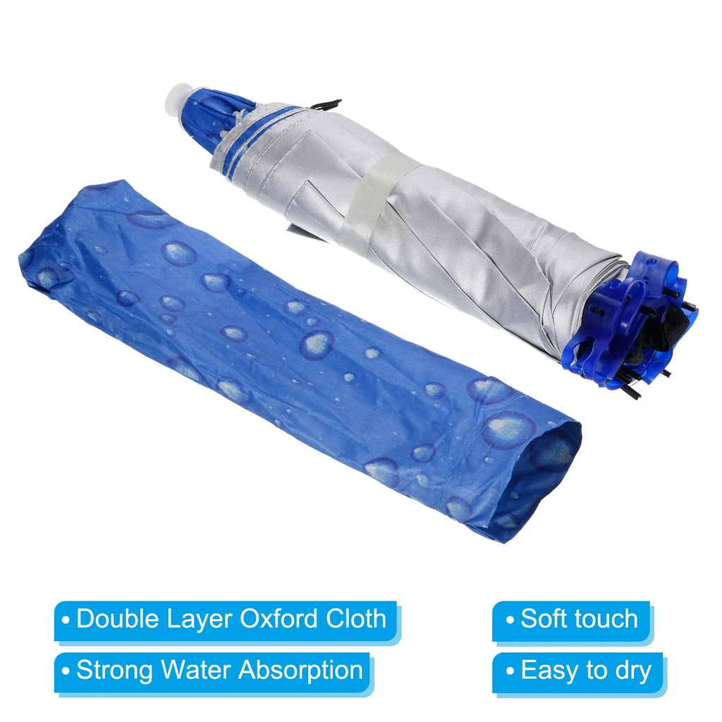 Head Double Blue Cap Layer Umbrella OD Uxcell 37.4" Rain Strip, with Sun Folding Oxford Hat, Fabric