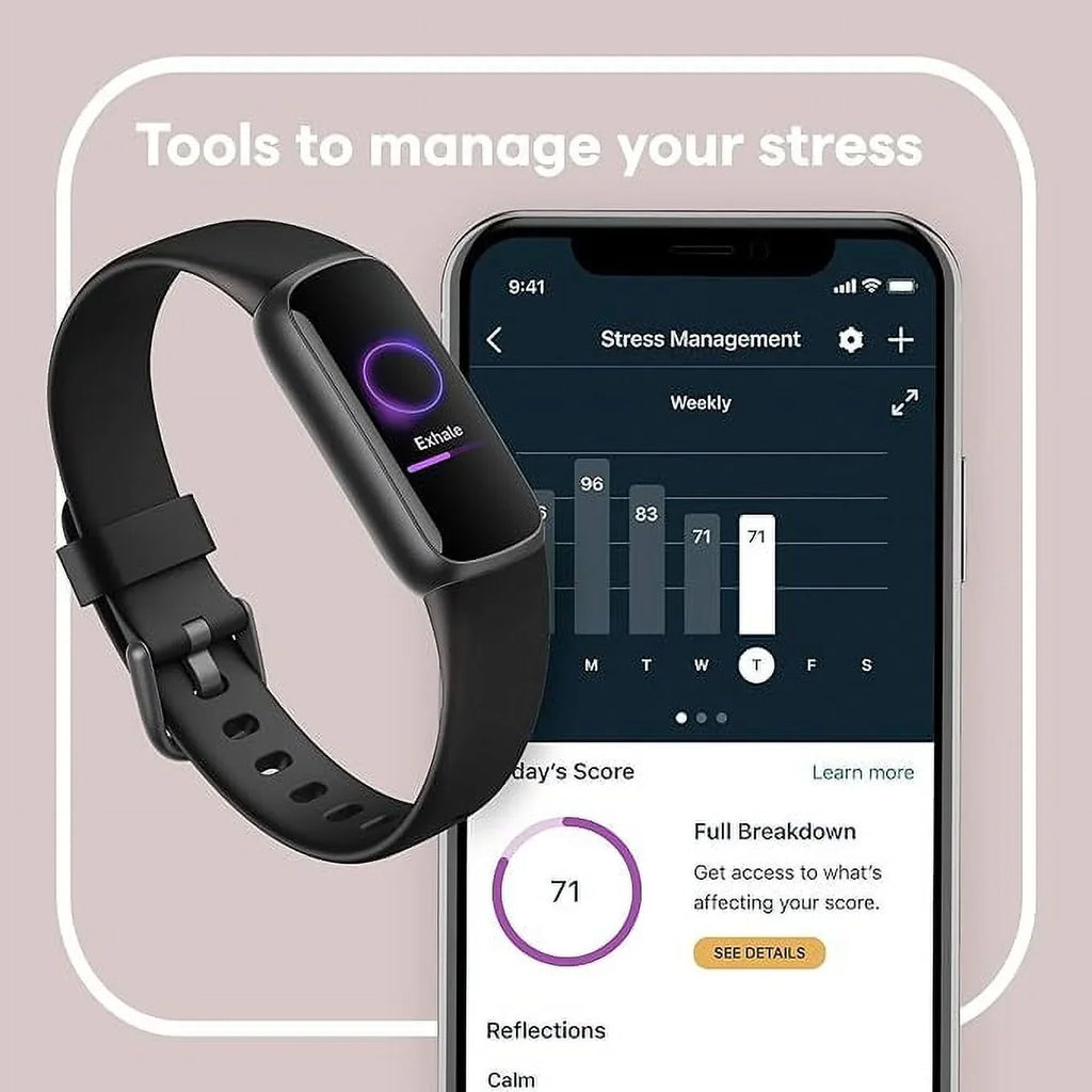 Luxe-Fitness Box Open Wellness-Tracker Stress Fitbit Management FB422BKBK Sleep-Tracking