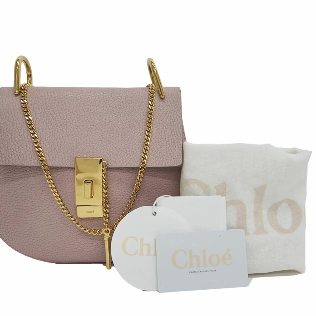 Chloe (Good) Bag Pre-Owned Leather Chain 3S1031-9 Ladies Chloé Drew Shoulder Pink