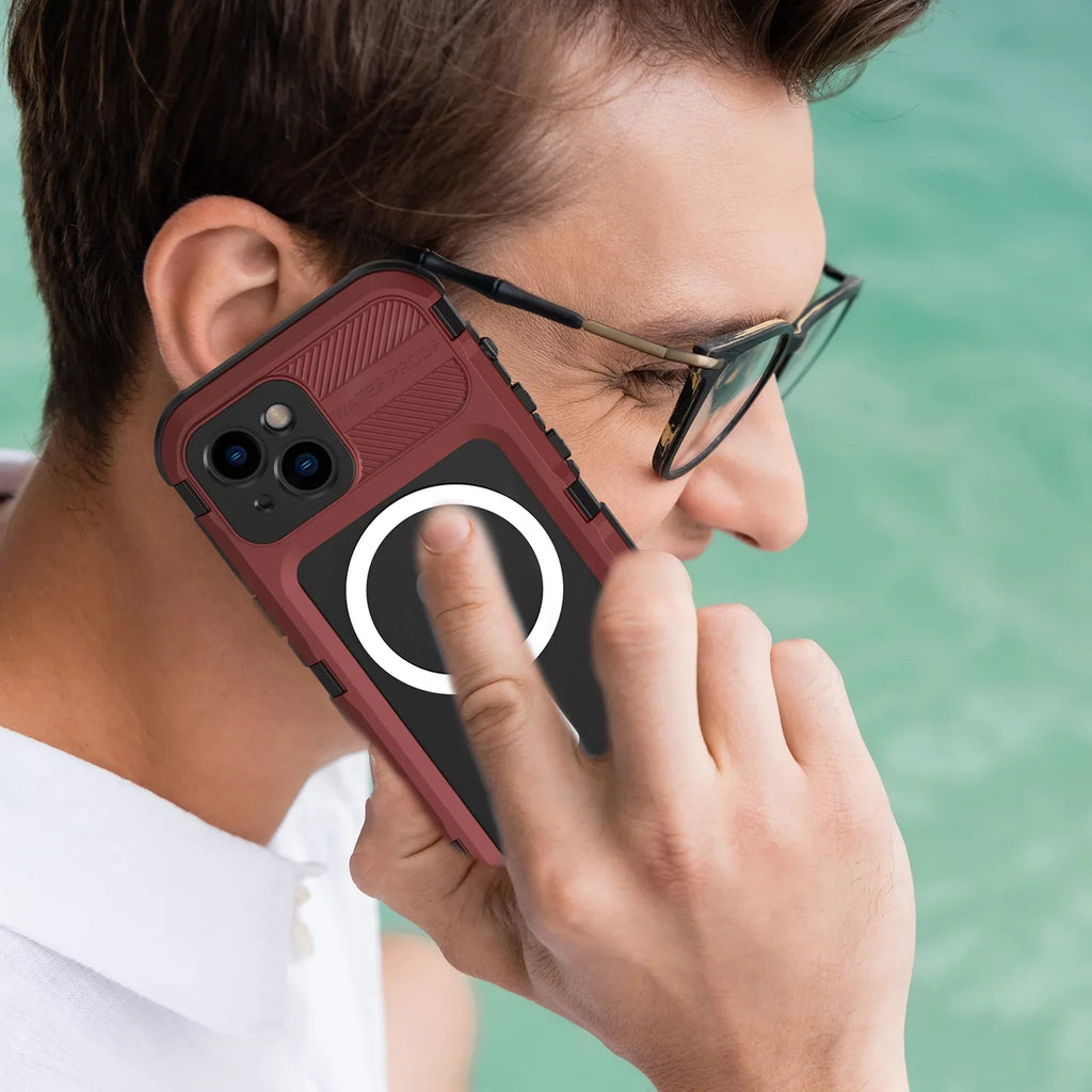 Sturdy Plus, Full and Built-in Case Camera Waterproof 14 Red Sealed Lens Protection with Full-Body 14 Dustproof Cover Shockproof Plus iPhone Protector,Underwater for iPhone for Screen