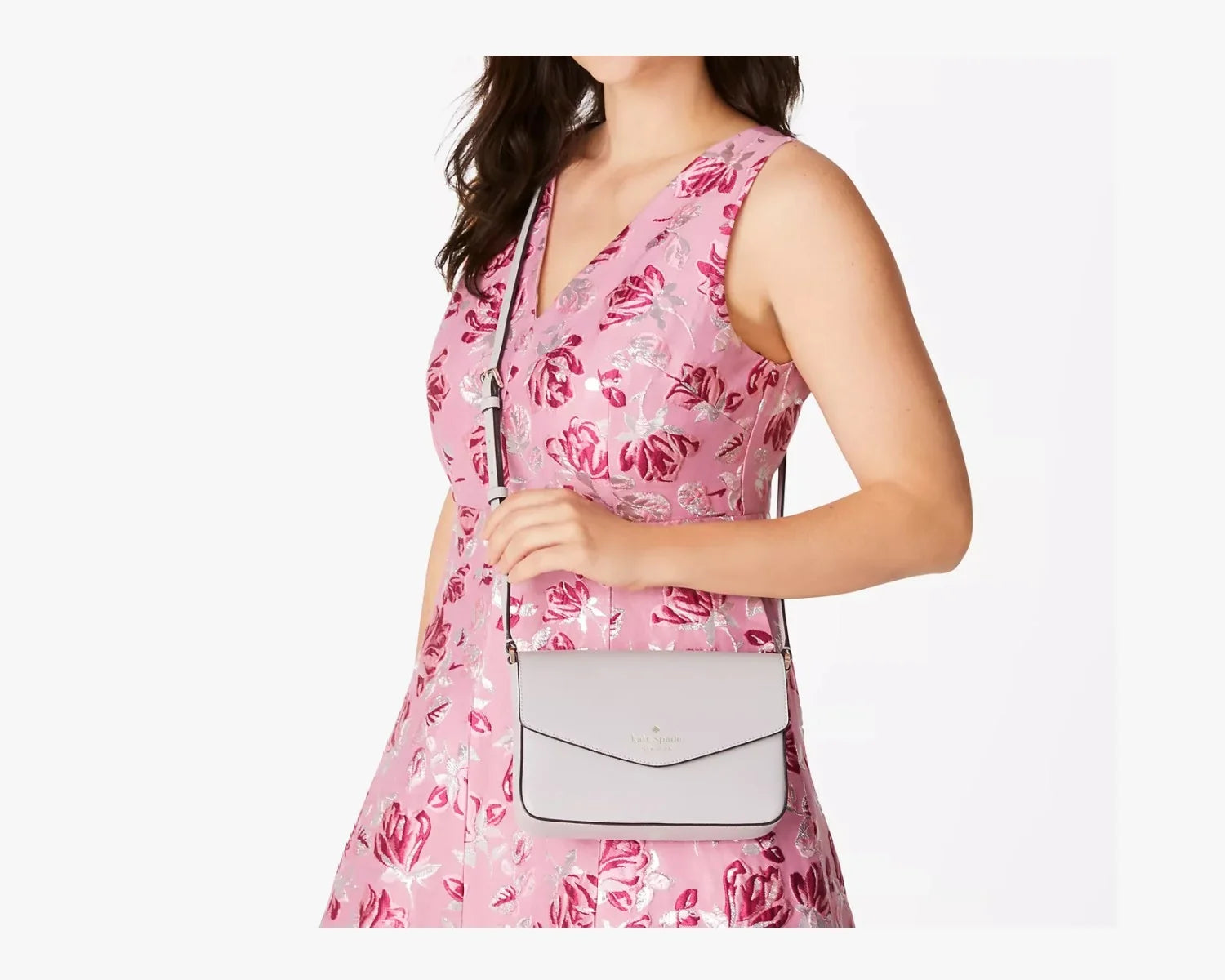PLATINUM GREY Crossbody Spade Kate K7378 Sadie Envelope