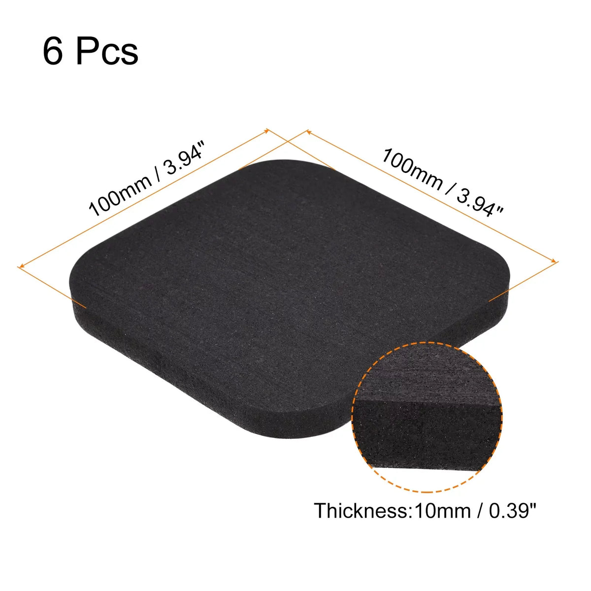 Mat Equipment Reduction, Pack Exercise Sound Floor Mat-3.9"x3.9" Black Treadmill 6 Protection Uxcell for