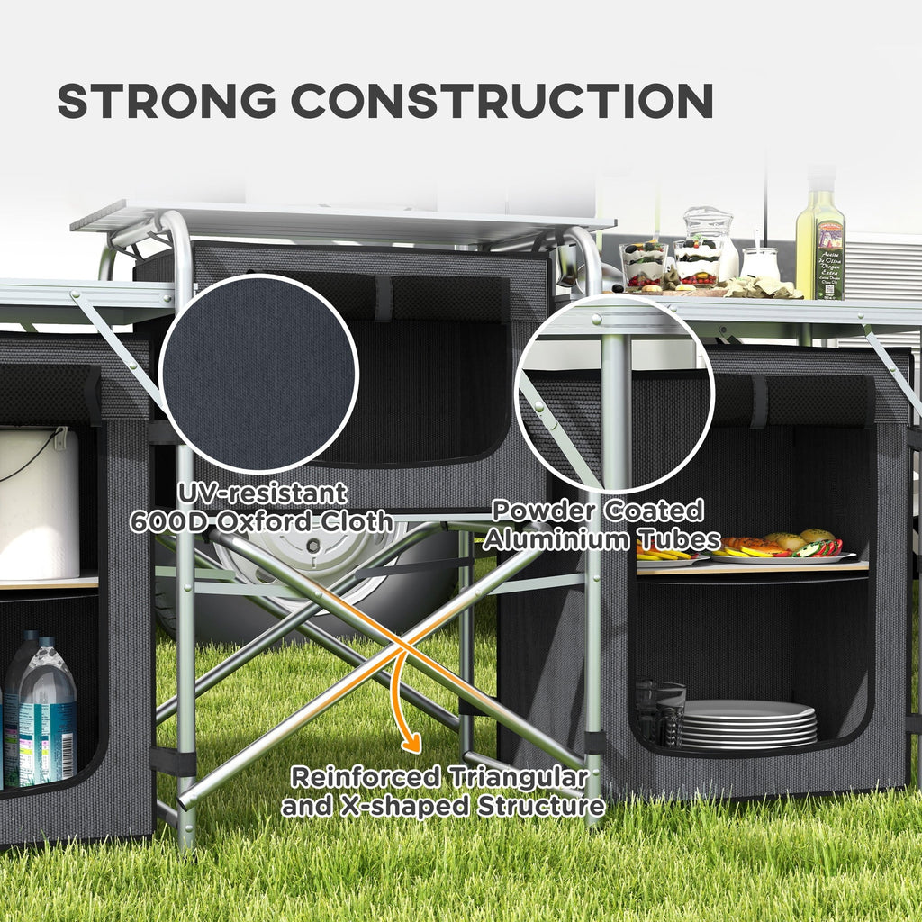 with Camping Cupboards Folding Kitchen Windshield Fabric Outsunny Black