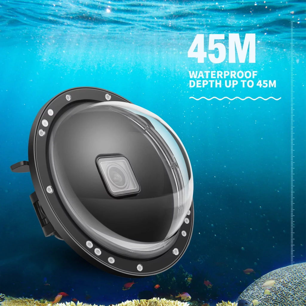 Port Wide Dual Black XTGP559, SHOOT and 45m 180° 9 Handle, Waterproof for Dome Waterproof, Case 10 Angle