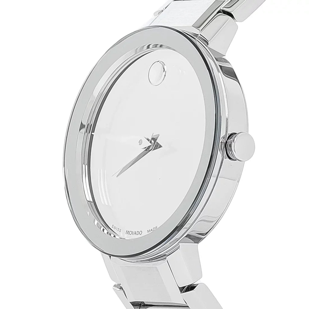 Ladies Silver Watch Dial Sapphire 0607547 Quartz Mirror Movado