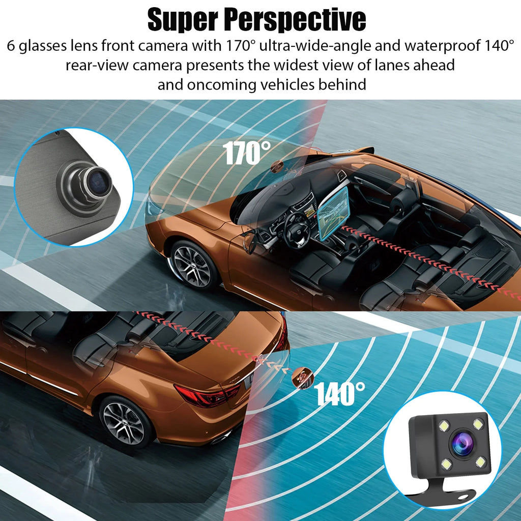 Camera, Mirror Screen with Cars, for Front Camera EEEkit Cam View Car Dash Mirror Dual Camera Motion Touch 7inch and 170° Wide-Angle Dash Night Lens Rear Vision, Detection, 1080P G-Sensor,