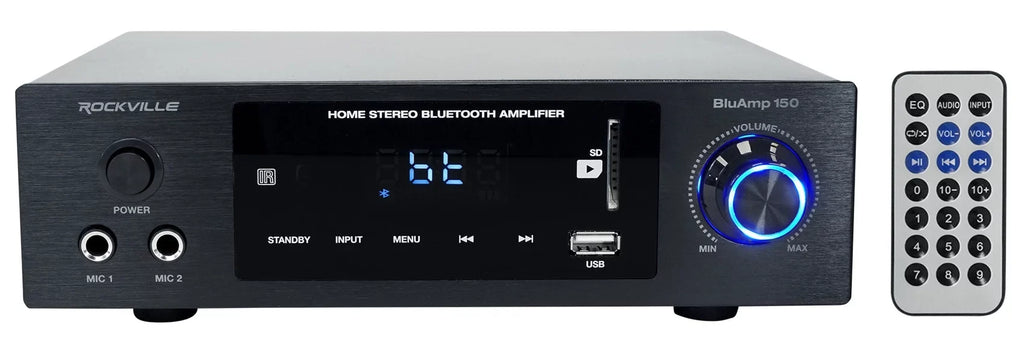Bookshelf 150 Speakers+Stands Bluetooth+(4) Amplifier Rockville w/ BLUAMP 6.5"