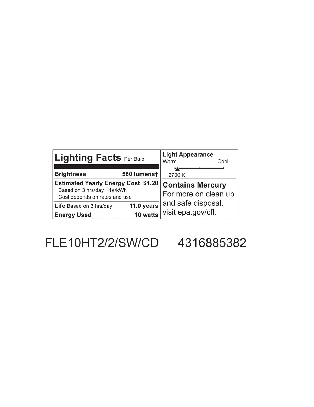 Bulb Base, GE replacement) 1-Pack Light Lighting Spiral 580-Lumen Smart with CFL (40-watt T2 Energy Spiral 10-Watt 85382 Medium