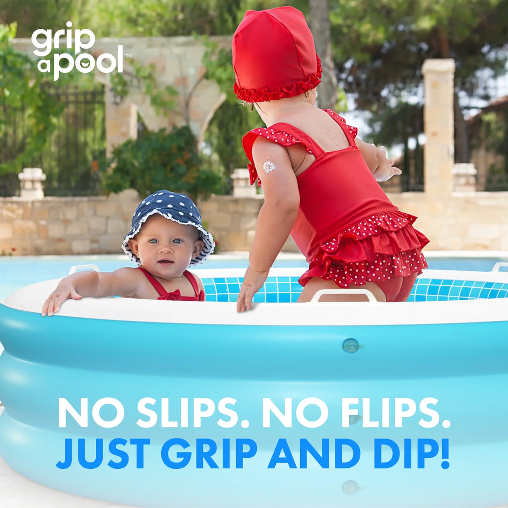 5 Grip Round 6 Bars Perfect Handle and Large Floor Swimming 60"x22" Ages Pool - 7 Drain with Kids Adults Kiddie Padded Blow Kid 4 Round 8+ Pool for and with Inflatable Up