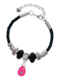 Extender Crystal Hot Wife Celtic Pink Leather Jewelry Bracelet, Easter Color Delight Dots 7"+2" Bead Knot with Egg