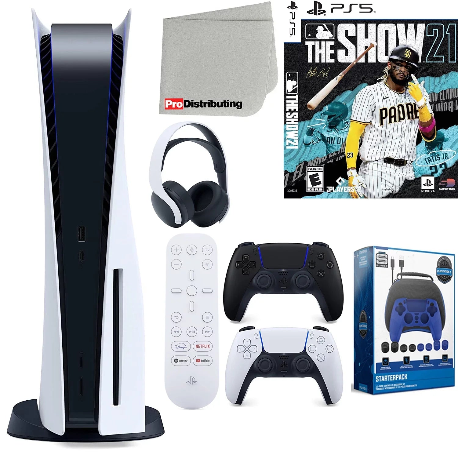 Show Extra Playstation MLB Starter 5 Disc Cleaning PS5 Bundle and 21, Media Version Black Remote, with Disc) Midnight (Sony Sony Controller, Kit Microfiber Cloth Headset, The Accessory